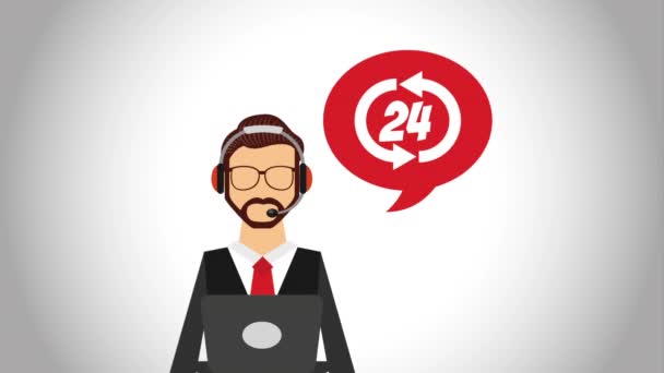 Call center design, animação de vídeo — Vídeo de Stock