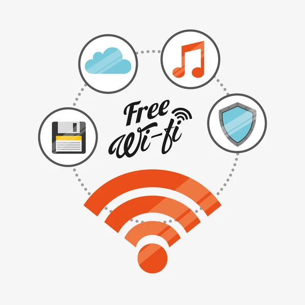 Free wifi design — Stock Vector