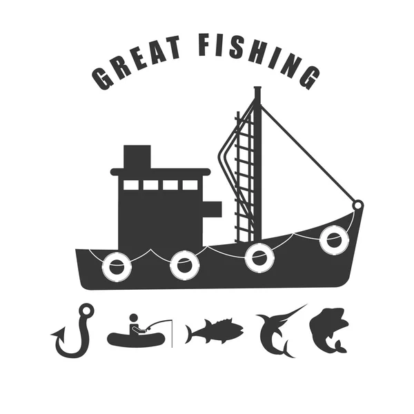 Diseño del torneo de pesca — Vector de stock