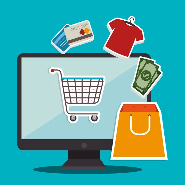 Shopping and digital marketing — Stock Vector