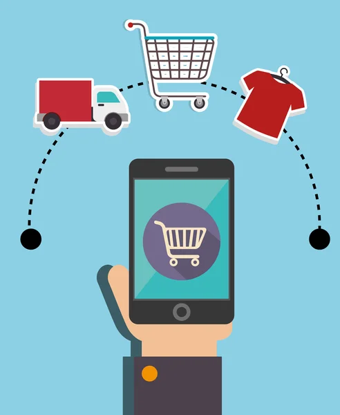 Einkaufen und digitales Marketing — Stockvektor