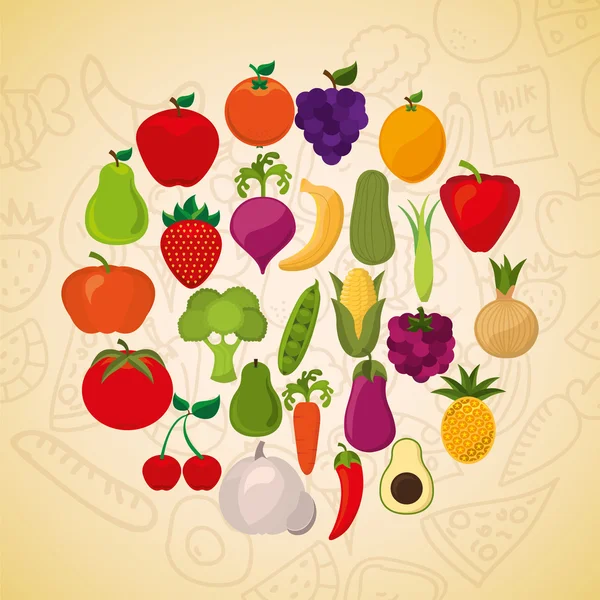 Diseño de alimentos saludables — Vector de stock