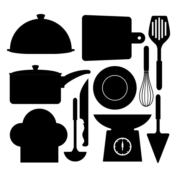 Kitchen dishware utensils — Stock Vector