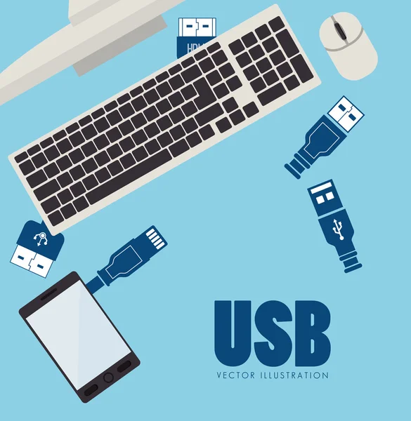 Conexão de tecnologia USB — Vetor de Stock