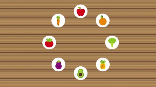 Diseño de frutas y verduras — Vídeo de stock