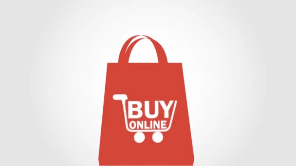 Koupit on-line ikony designu — Stock video