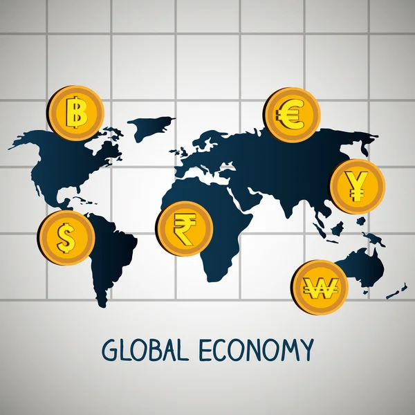 Monnaie et économie mondiale — Image vectorielle