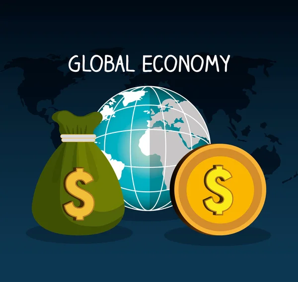 Pengar och global ekonomi — Stock vektor