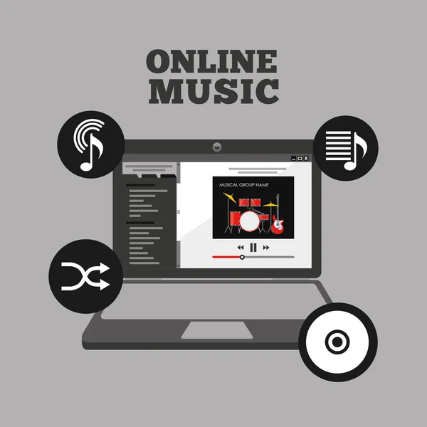 Diseño de música en línea — Vector de stock