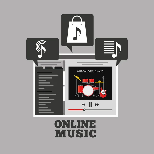 Ontwerp online muziek — Stockvector