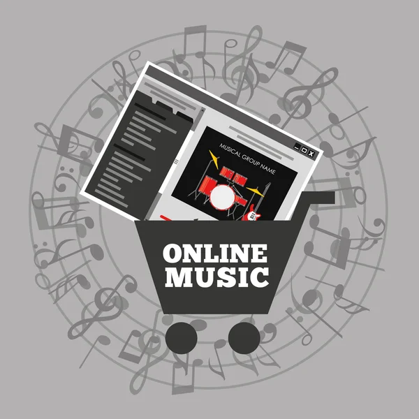 Diseño de música en línea — Vector de stock