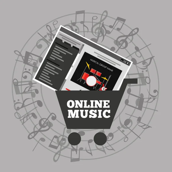 Ontwerp online muziek — Stockvector