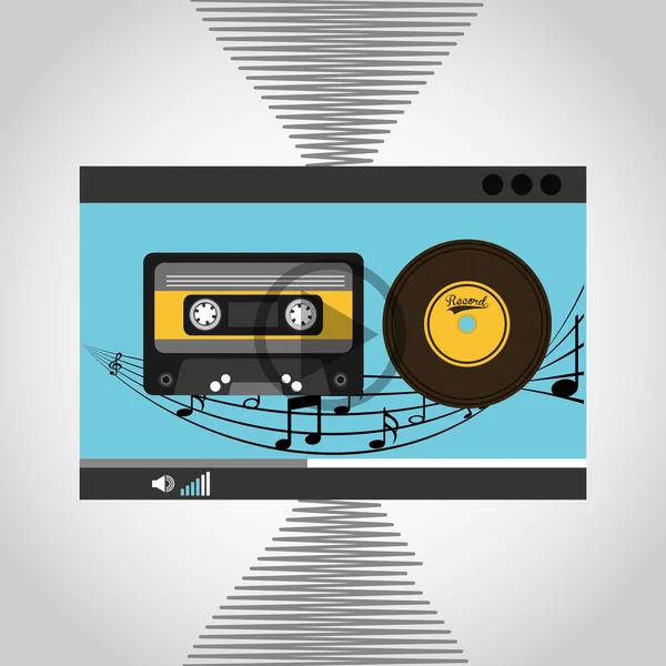 Diseño de música en línea — Vector de stock