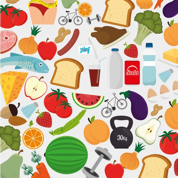 Diseño gráfico de alimentos y nutrición — Vector de stock