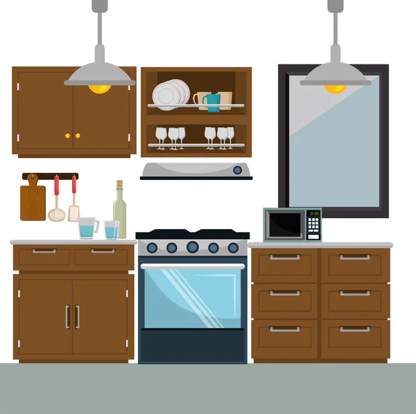 キッチンと食器のグラフィック デザイン — ストックベクタ