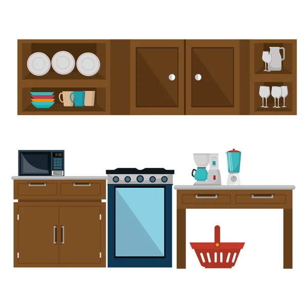 Mutfak ve dishware grafik tasarım — Stok Vektör