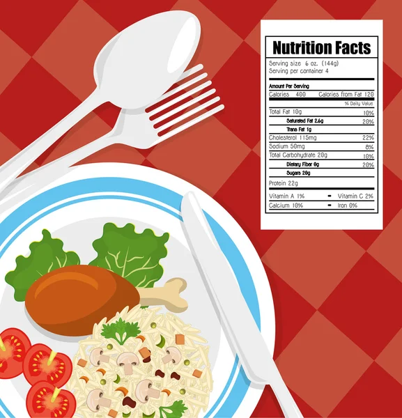 Diseño gráfico de alimentos y nutrición — Archivo Imágenes Vectoriales