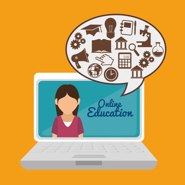 E-learning és a technológia az oktatás — Stock Vector