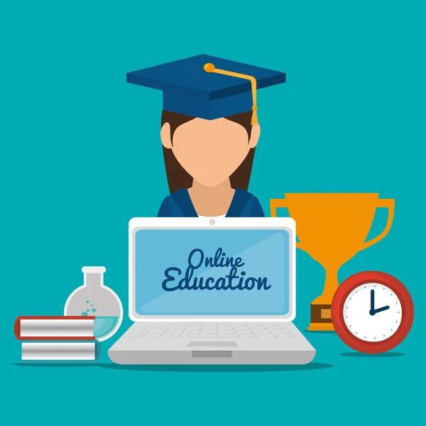 Educación eLearning y tecnología — Vector de stock
