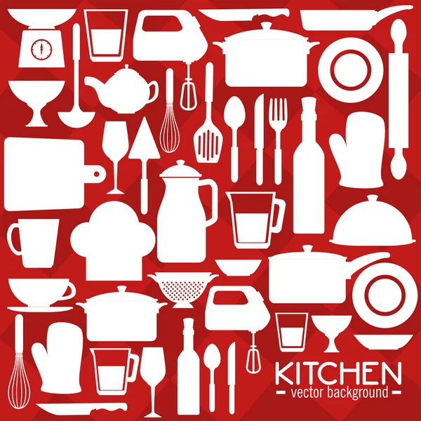 Kitchen utensils and dishware — Stock Vector