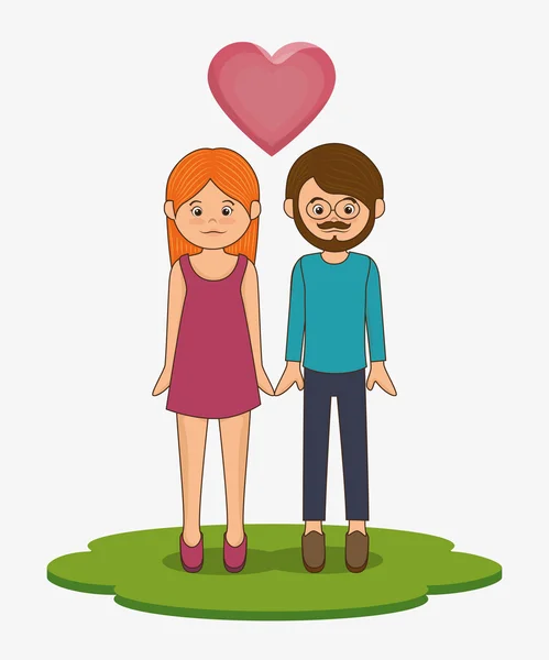 Jeune couple amoureux — Image vectorielle