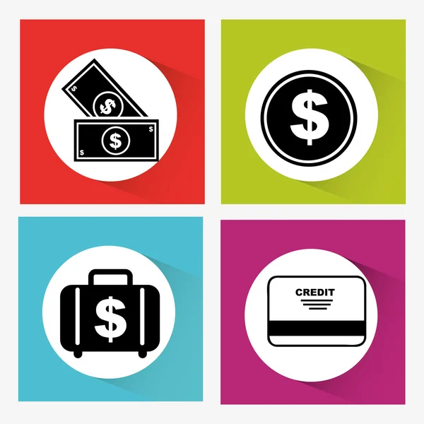 Dinero conjunto iconos diseño — Vector de stock