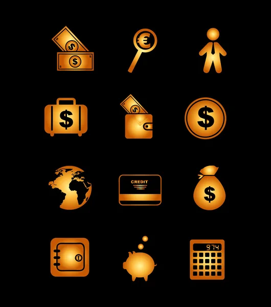 Dinheiro conjunto ícones design — Vetor de Stock