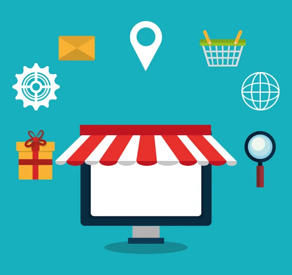 Digitale marketing en e-commerce — Stockvector