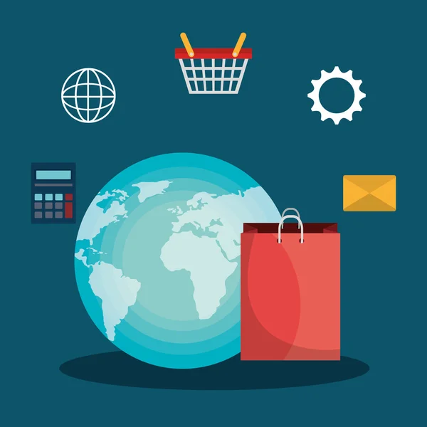 Digitales Marketing und E-Commerce — Stockvektor