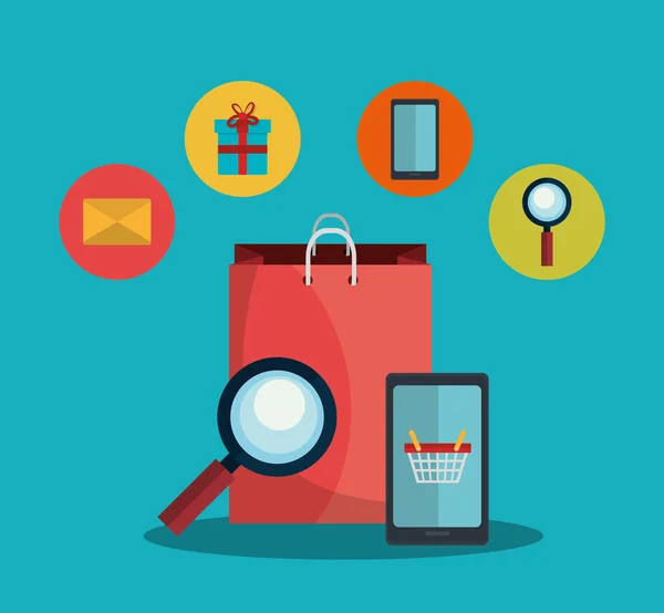 Digitale marketing en e-commerce — Stockvector