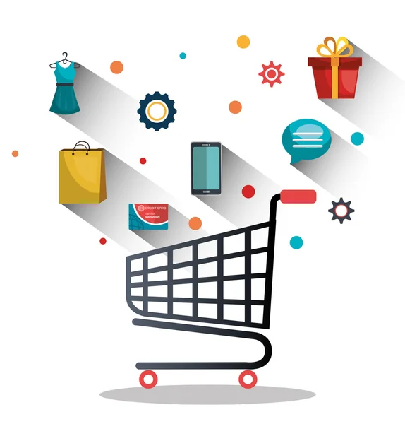 쇼핑 온라인 및 디지털 마케팅 — 스톡 벡터
