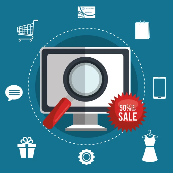 Online-Shopping und digitales Marketing — Stockvektor