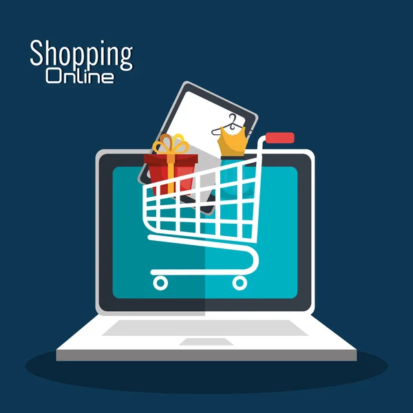 Compras de marketing online e digital — Vetor de Stock