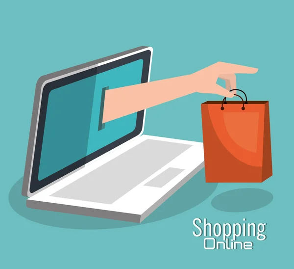 Shopping online och digital marknadsföring — Stock vektor