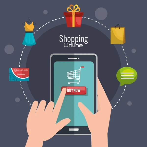 Online-Shopping und digitales Marketing — Stockvektor