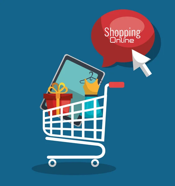 Shopping en ligne et marketing numérique — Image vectorielle