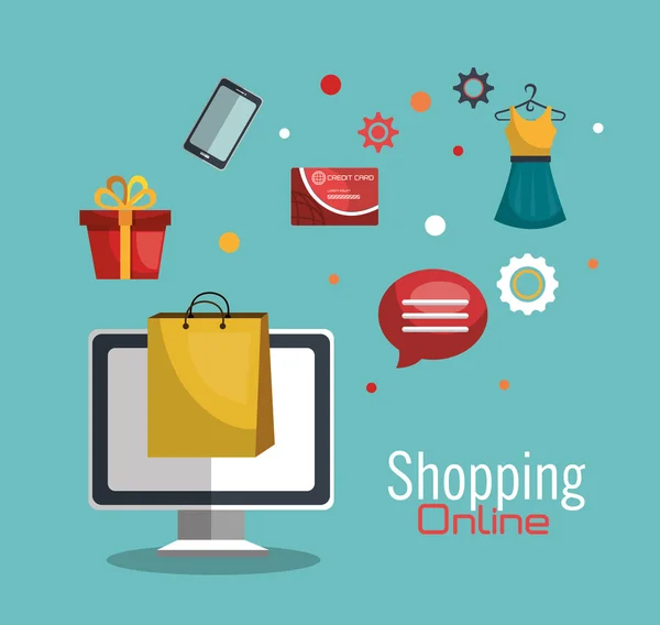 Online-Shopping und digitales Marketing — Stockvektor