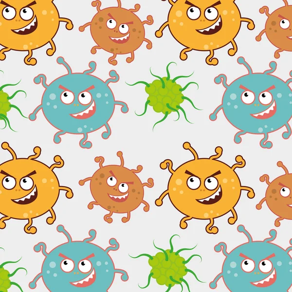 Kartun kuman dan bakteri - Stok Vektor
