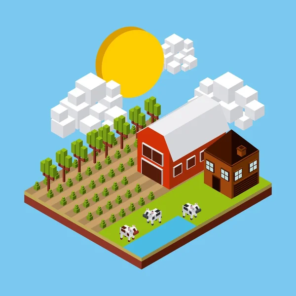 Natuur in pixels ontwerp — Stockvector