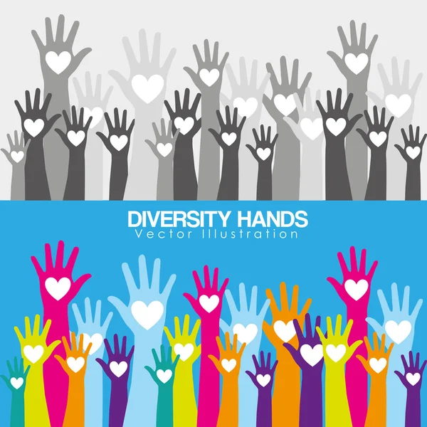 Diversité mains design — Image vectorielle