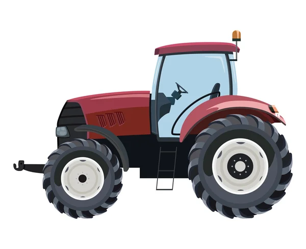 Tampilan samping traktor merah - Stok Vektor