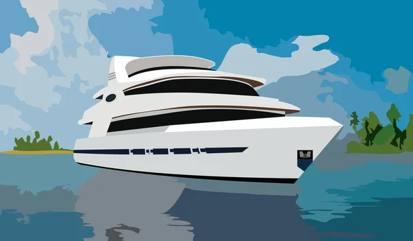 Huge yacht — Stock Vector