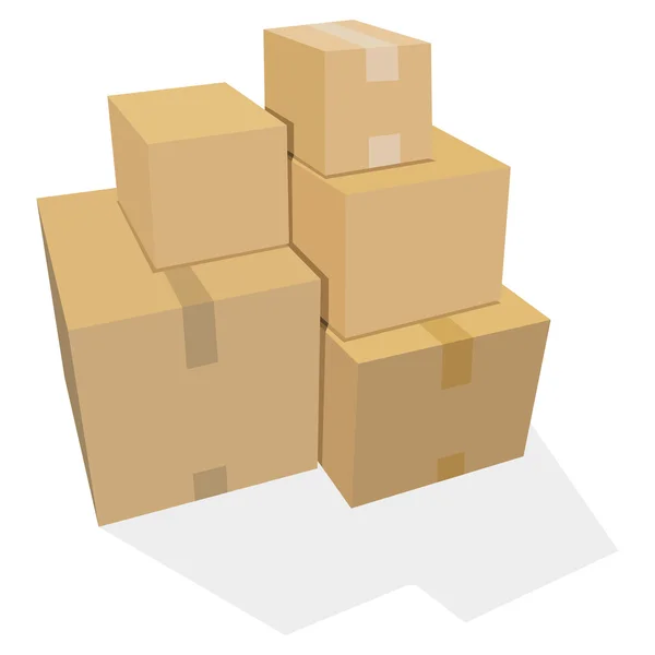 Brown cardboard boxes — Stock Vector