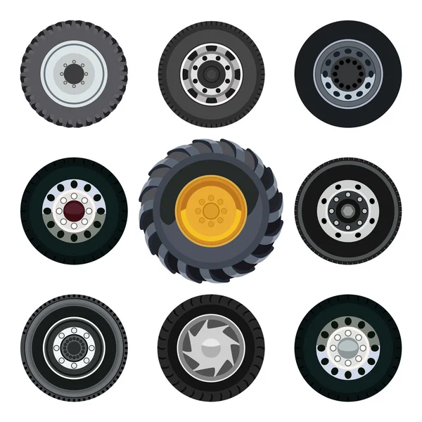 Diferentes ruedas laterales — Vector de stock