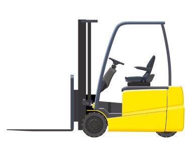 Beyaz zemin üzerine sarı forklift