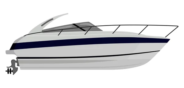 Bateau à moteur blanc sur fond blanc — Image vectorielle