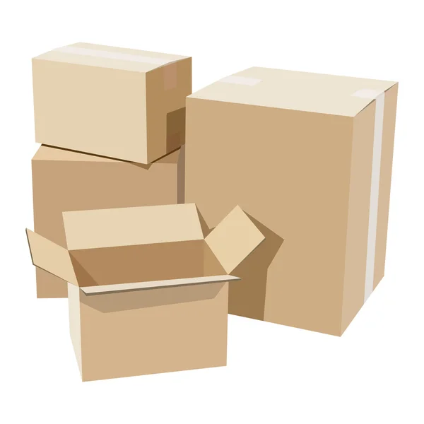Montón de cajas de cartón — Vector de stock