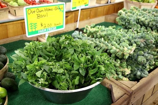 Produtos hortícolas frescos no mercado dos agricultores — Fotografia de Stock
