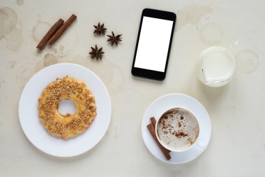 Bir smartphone ile Kahvaltı