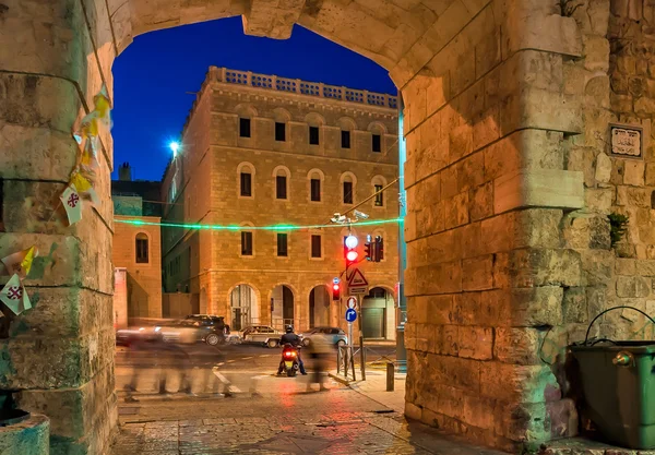 Israël, Jérusalem, "Nouvelle Porte" dans la vieille ville la nuit . — Photo